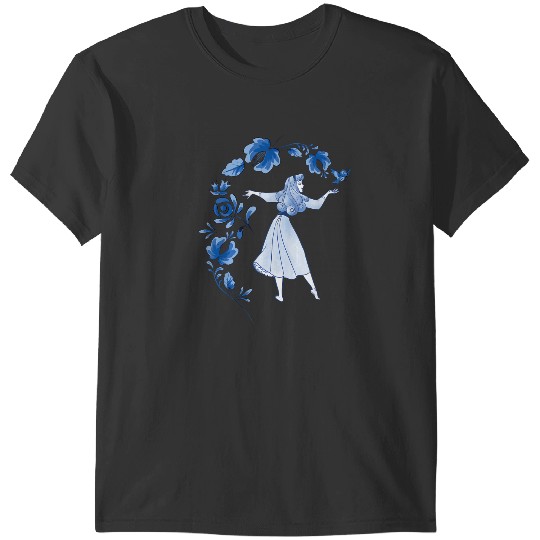 Disneyss Sleeping Beauty Princess Aurora Blue Flowers T-Shirts