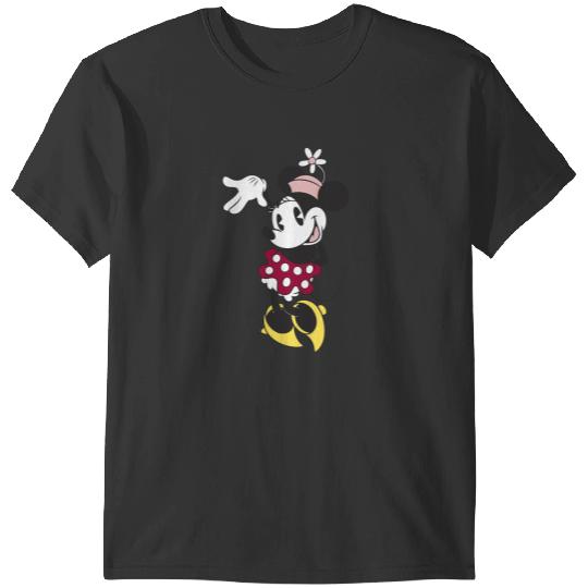 Disney Minnie Mouse Waving Pose Cute Flower Hat Portrait T-Shirts