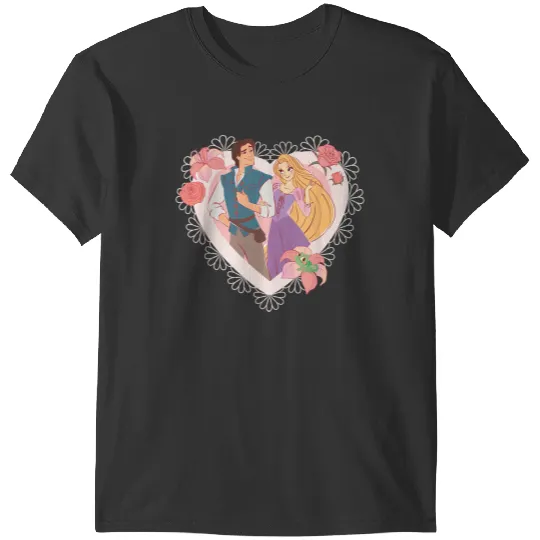 Disneyss Princess Rapunzel Flynn Rider Valentines Day Heart T-Shirts