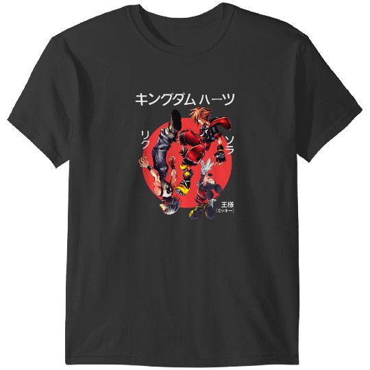Disney Kingdom Hearts Sora Riku Mickey Kanji Group Shot Logo T-Shirts