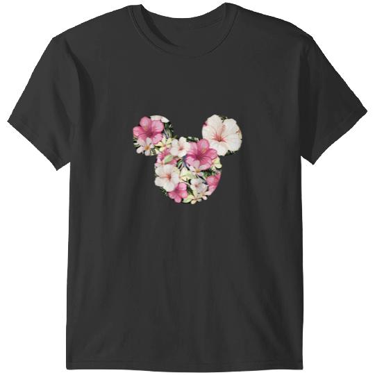 Disney Mickey And Friends Tropical Floral Print Silhouette Raglan Baseball Tee T-Shirts