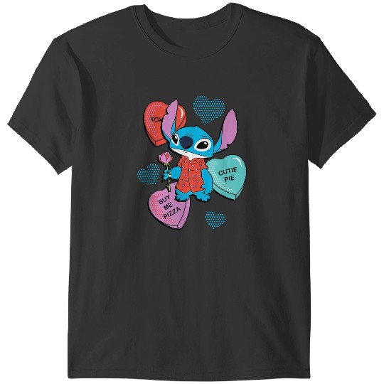 Disney Stitch Funny Candy Hearts Valentine Day T-Shirt T-Shirts