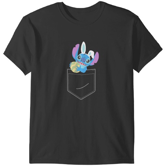 Discover Disney Stitch Easter Egg and Bunny Ears Corner Pocket Art T-Shirts