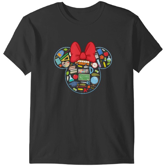 Discover Disney Minnie Mouse Back To School Supplies Face Outline T-Shirts