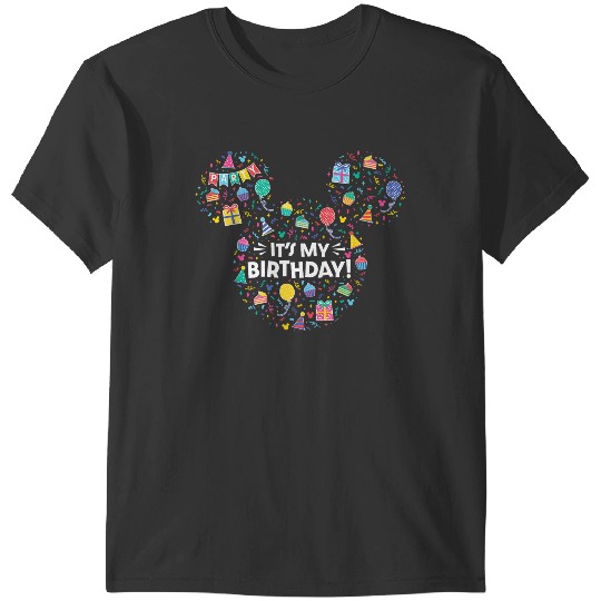 Discover Disney Mickey Mouse Head Ears Icon Fill Its My Birthday T-Shirts