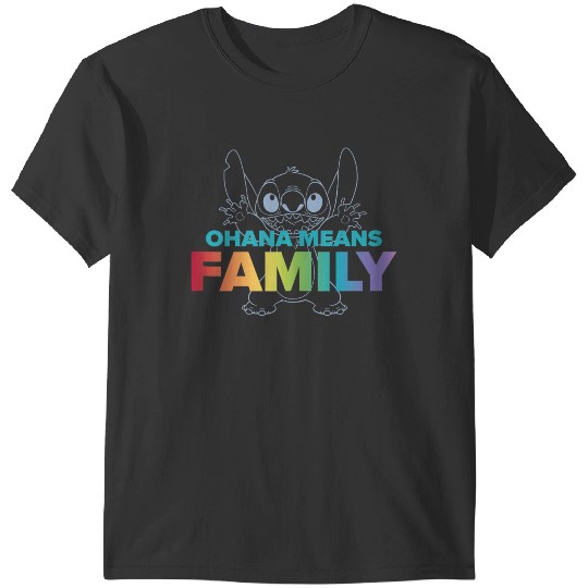 Disneyss Lilo Stitch Ohana Means Family Stitch Rainbow Pride T-Shirts