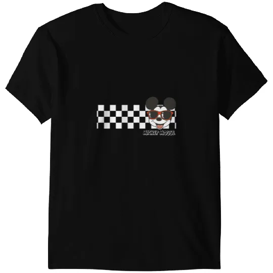 Disney Mickey And Friends Mickey Mouse Checkerboard Stripe T-Shirts