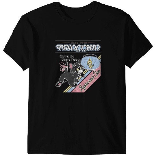 Disney Pinocchio Wishes Do Come True Figaro And Cleo Retro T-Shirts