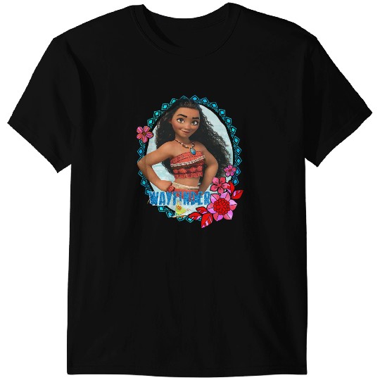 Disney Moana Wayfinder Brave Pose Tropical Flower Frame Logo T-Shirts