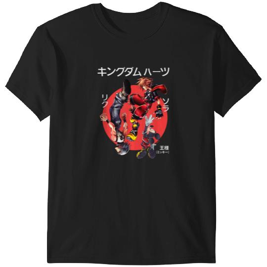 Disney Kingdom Hearts Sora Riku Mickey Kanji Group Shot Logo T-Shirts