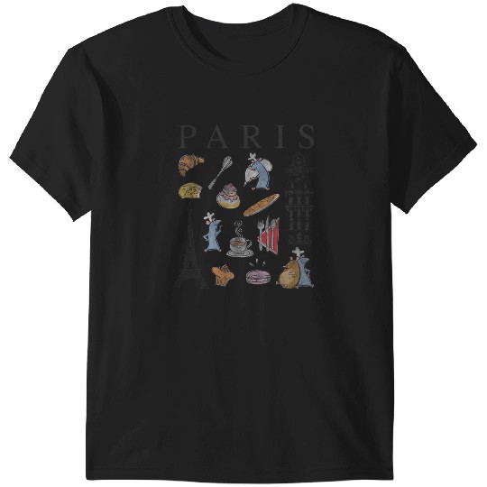 Disney Pixar Ratatouille Paris Food & Places Collage Retro T-Shirts