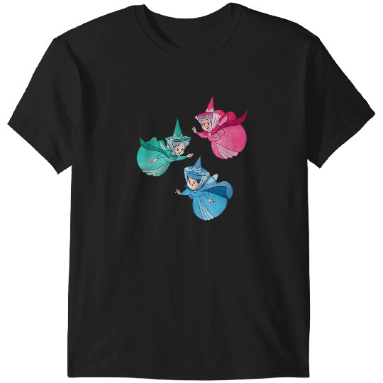 Womens Disney Sleeping Beauty Good Fairies Flora Fauna Merryweather V-Neck T-Shirts