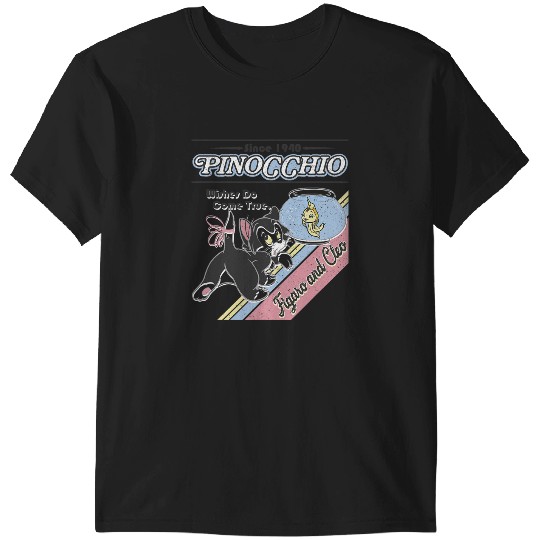 Disney Pinocchio Wishes Do Come True Figaro And Cleo Retro T-Shirts