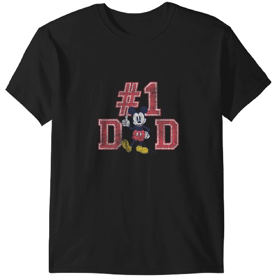 Disney Mickey Mouse Number One Dad Red Font Father's Day T-Shirts