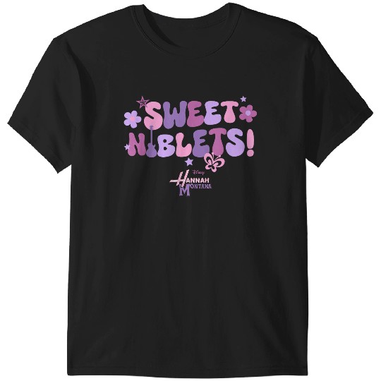 Disneyss Hannah Montana Sweet Niblets Floral Chest Text Logo T-Shirts
