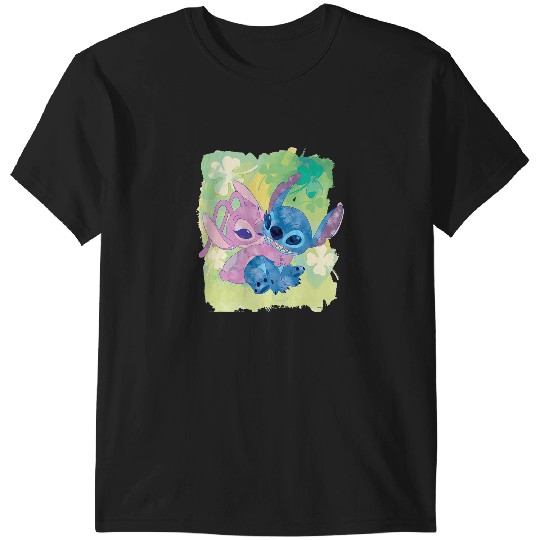 Discover Disney Stich and Angel Shamrock St. Patricks Day T-Shirts