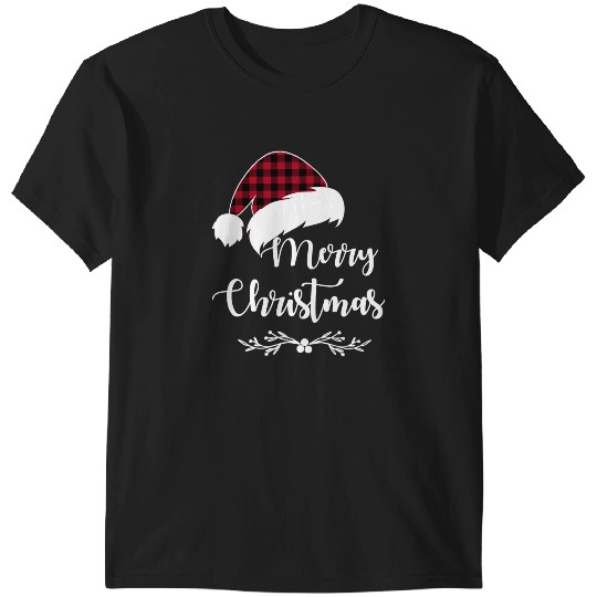 Discover Merry Christmas Santa Hat Buffalo Red Plaid  : Mickey Disney Christmas, Disney Christmas T-Shirts