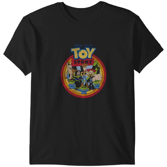 Discover Disney Pixar Toy Story Vintage Circle Portrait Logo T-Shirts