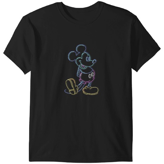 Discover Disney Mickey And Friends Mickey Mouse Neon Line Portrait Premium T-Shirts