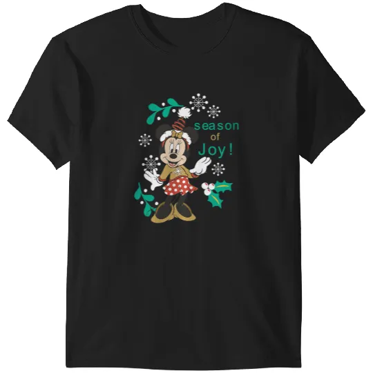 Womens Disney Minnie Mouse Christmas Season Of Joy Mistletoe Cheer V-Neck T-Shirts