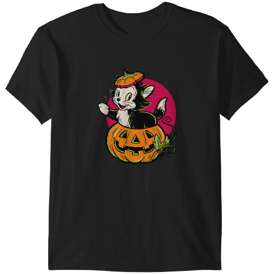 Disney Pinocchio Halloween Figaro Inside A Pumpkin Retro Long Sleeve T-Shirts