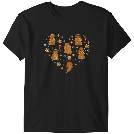 Discover Disneyss Princess Holiday Christmas Gingerbread Cookie Heart T-Shirts