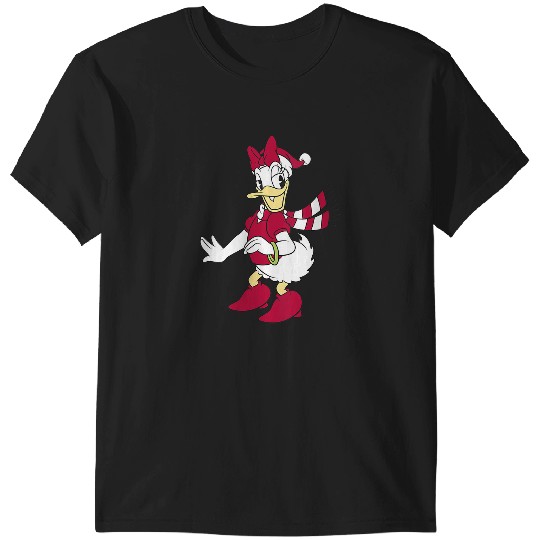 Womens Disney Daisy Duck Classic Christmas Portrait V-Neck T-Shirts