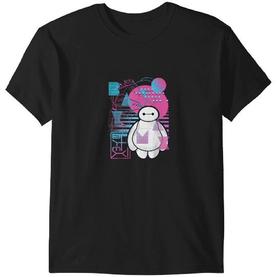Disney Big Hero 6 Baymax Neon Blue Print Schemat T-Shirts