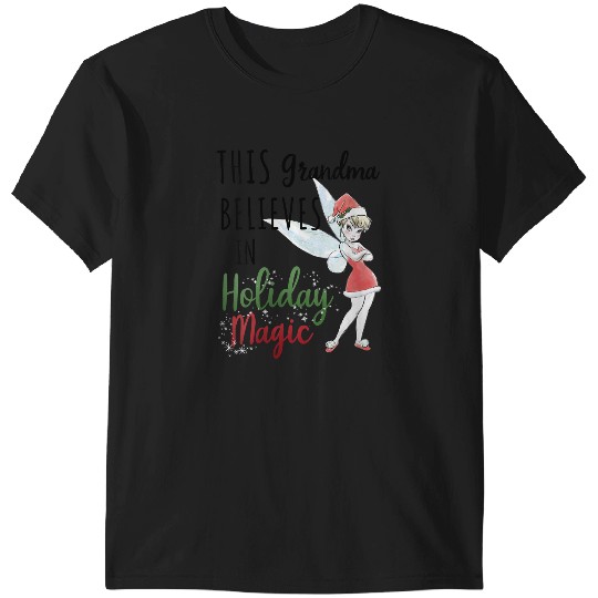 Womens Disney Peter Pan Christmas Tinker Bell Holiday Magic Grandma V-Neck T-Shirts