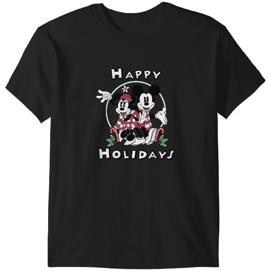 Discover Disney Mickey And Minnie Mouse Happy Holidays Christmas T-Shirts