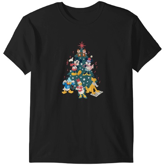 Discover Disney Mickey & Friends Holiday Retro Christmas Tree Carols T-Shirts