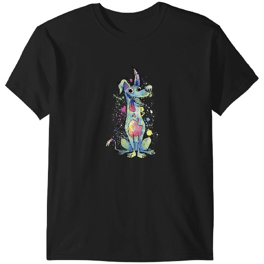 Womens Disneys Pixars Coco Dante Watercolor Splatter VNeck T-Shirts