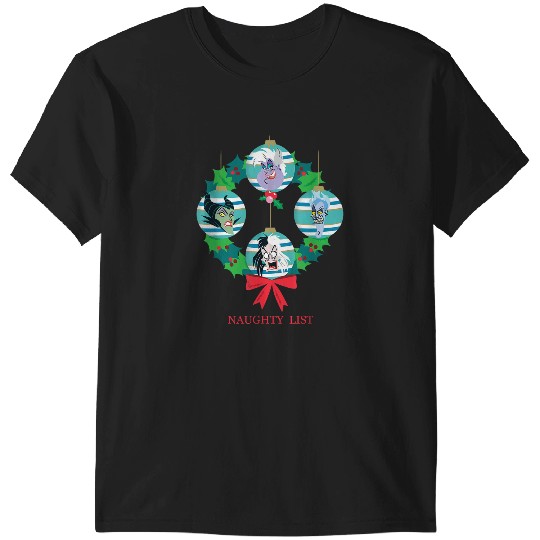 Disneyss Villains Holiday Christmas Wreath Naughty List T-Shirts