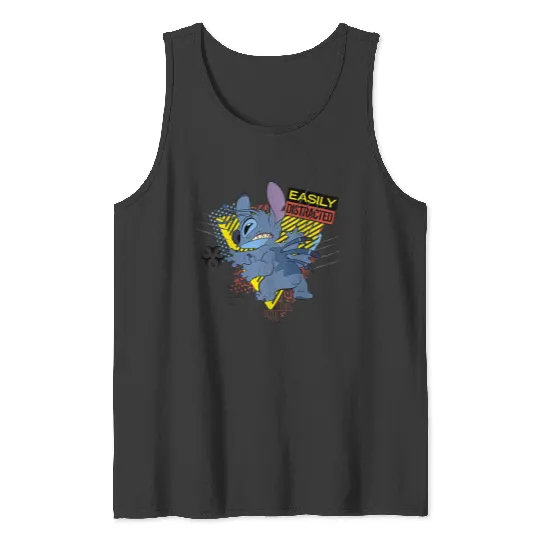 Disney Lilo Stitch Easily Distracted Mad Stitch Portrait Tank Tops