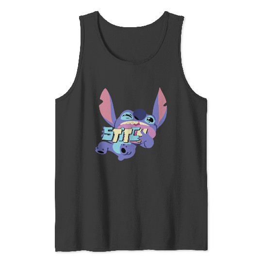Disney Lilo Stitch Playful Silly Stitch Big Chest Portrait Tank Tops