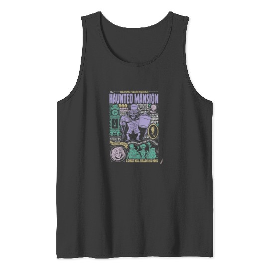 Vintage Retro The Haunted Mansion Disneyland Halloween Spooky Month Spooky Season Tank Tops