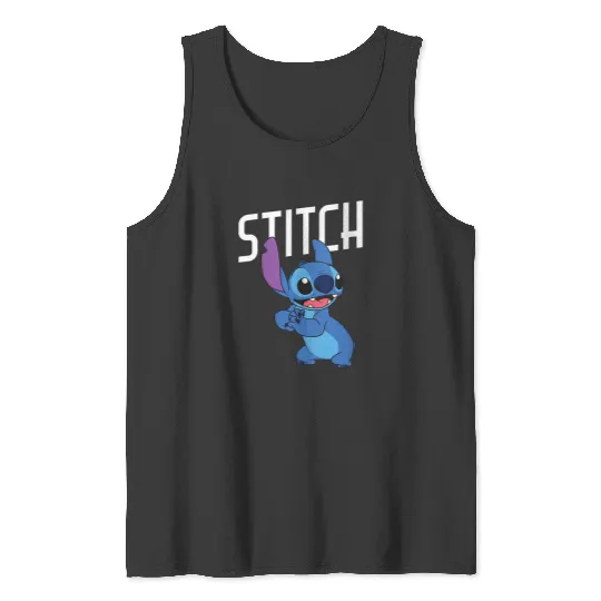 Womens Disney Lilo Stitch Cute Smiling Stitch Big Chest Portrait Tank Tops