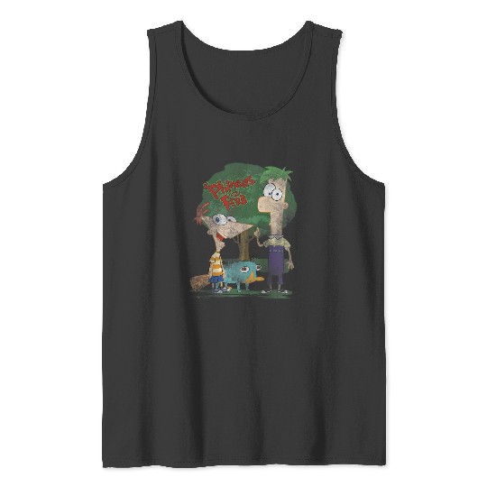 Disneys Phineas And Ferb Hanging Out With Perry Distressed Tank Tops