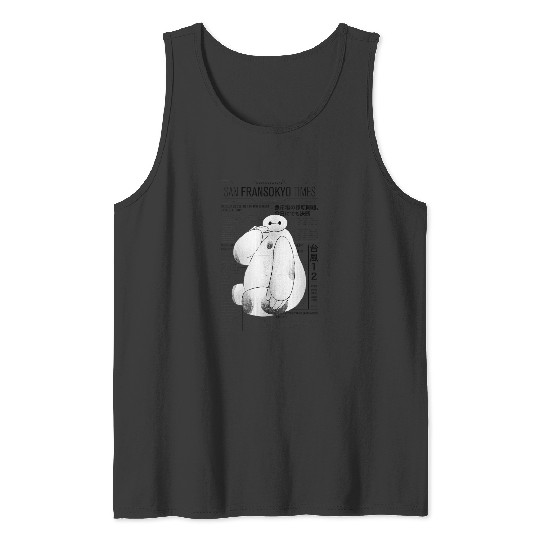  Womens disneys Big Hero 6 San Fransokyo Times Baymax Vintage News Gifts Tank Tops