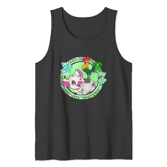 disneys Moana Pua Hei Hei Tribal Distressed Frame Portrait  gifts Tank Tops