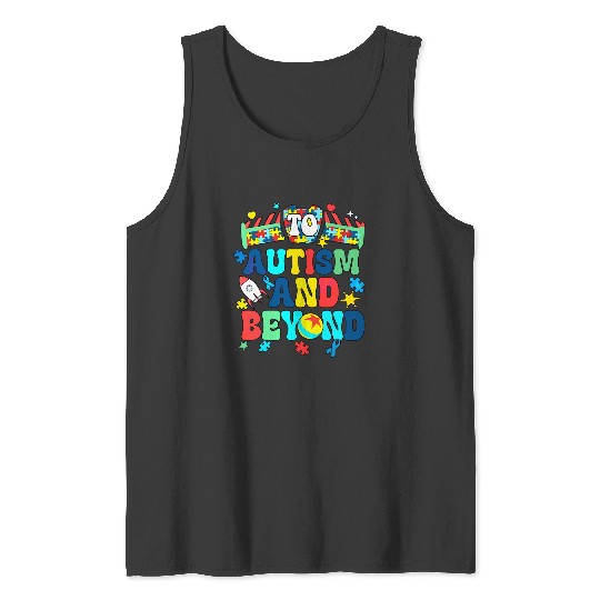 Buzz Lightyear and Woody To Autism and Beyond , Disney Toy Story Autism Awareness Tee, Puzzle Piece , Disneyland Family Trip Tank Tops