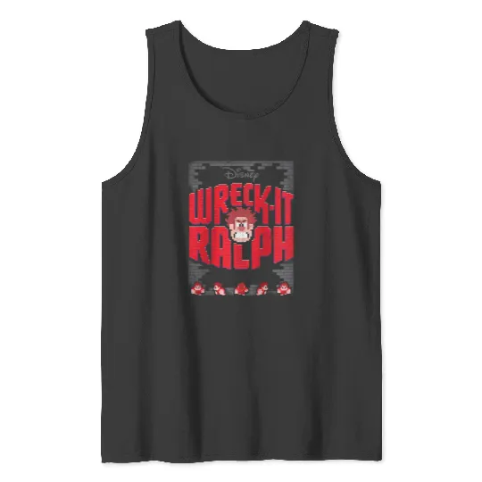 disneys Wreck it Ralph Wrecked Brick Wall Video Game Sprites Raglan Tank Tops