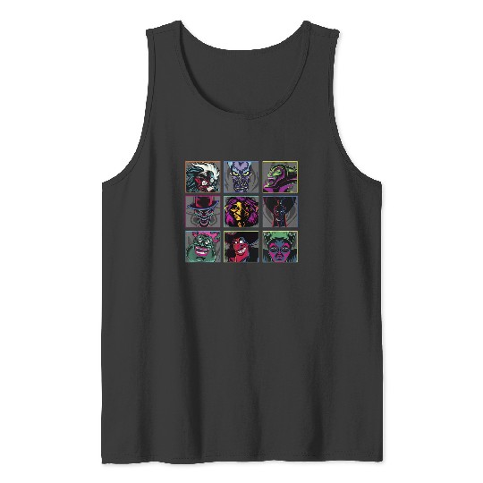 Disney Villains Colorful Neon Big Face Group Sho Tank Tops