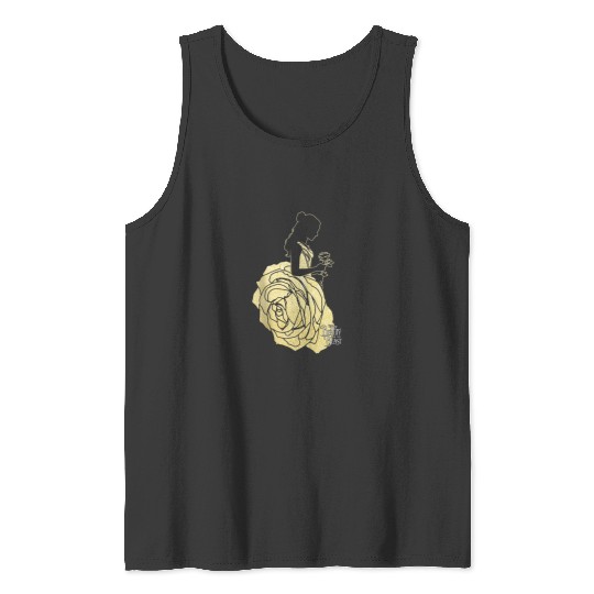 Disney Beauty And The Beast Belle Gold Rose Gown Silhouette Tank Tops