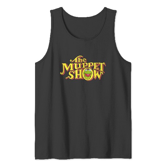 disneys The Muppets Show Kermit Neon Big Chest Text Logo V2 Tank Tops