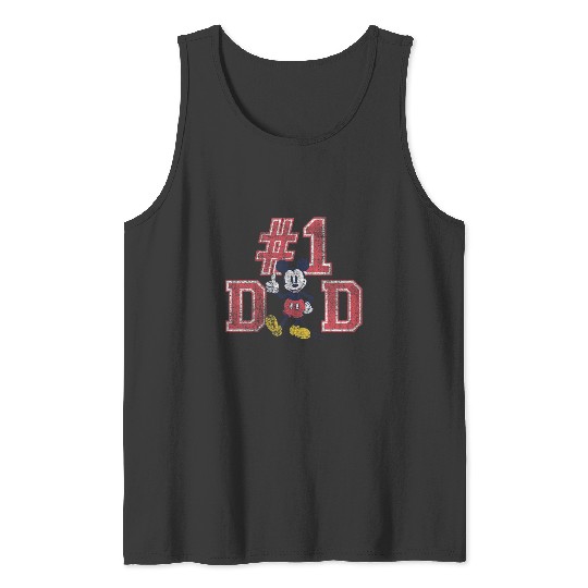 Disney Mickey Mouse Number One Dad Red Font Father's Day Tank Tops
