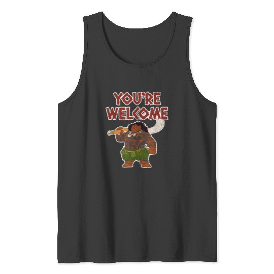 Disney Moana Maui Confident Pose You're Welcome Distressed gifts  Tank Tops