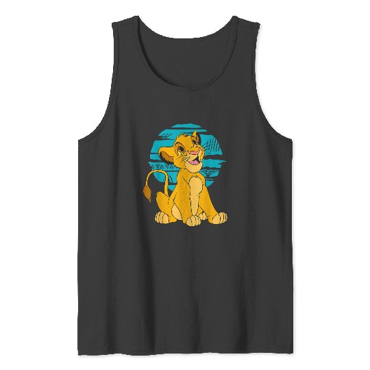 Disney The Lion King Young Simba Happy Blue Retro Tank Tops
