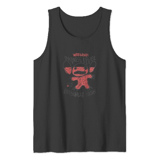 Disney Lilo Stitch Warsning Badness Level Unusually High Tank Tops