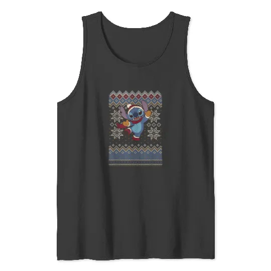 Disney Lilo Stitch Christmas Stitch Ugly Sweater Style Tank Tops